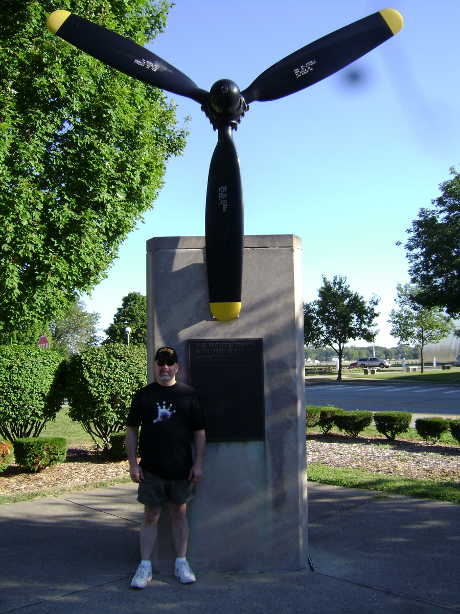 In front of Mighty 8th memorial