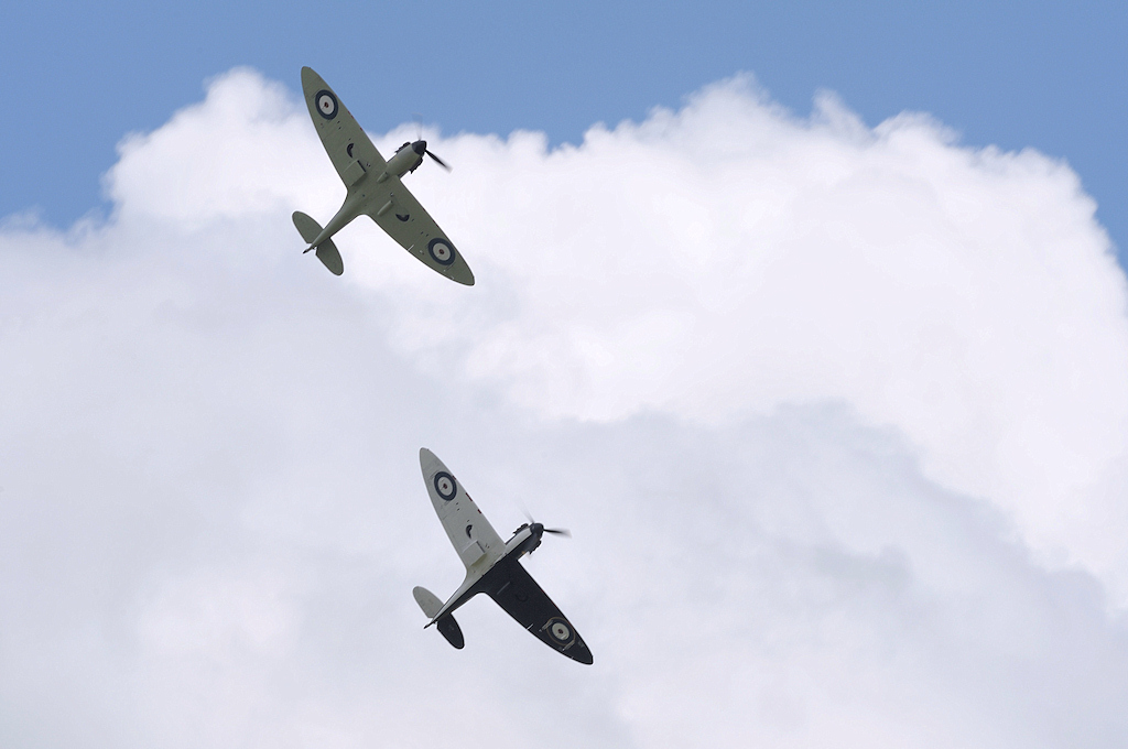 Spitfires in the clouds