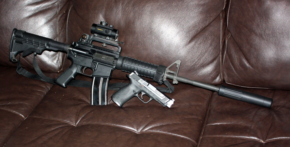 M&P15R with AAC 762-SDN-6 silencer and my daily carry piece, M&P45 full size.