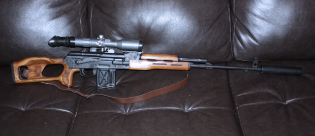 Romanian PSL with RSA adjustable trigger, 8X Russian scope and AAC 762-SDN-6 silencer.